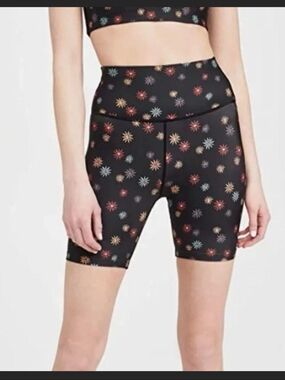 Splits59 Floral Multicolor Spandex Pull On High Rise Athletic Biker Short XL